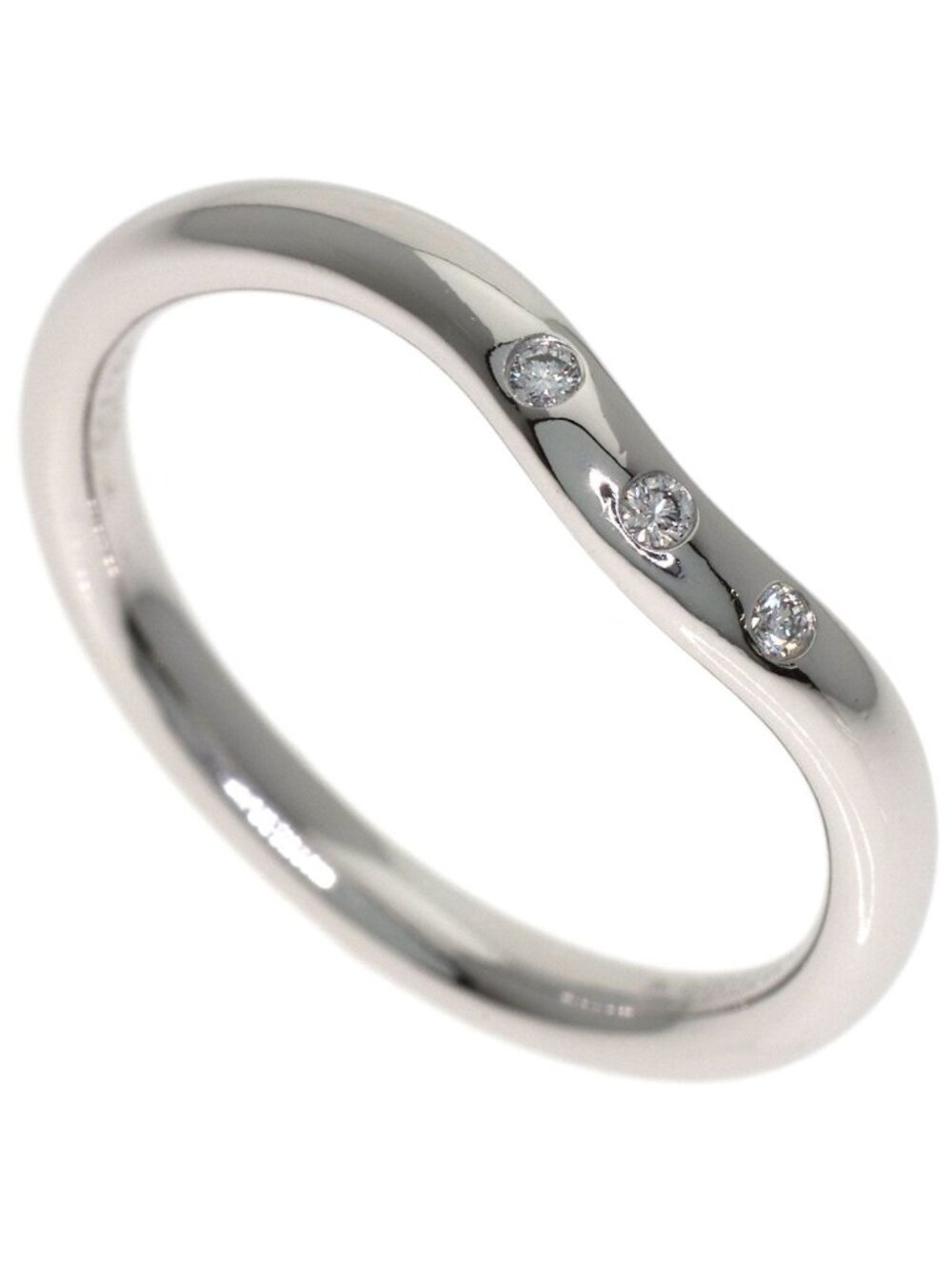 Tiffany & Co Curved Band Diamond Ring 18K White Gold